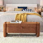 Banc de rangement ottoman ovale en tissu chenille 47,24 po