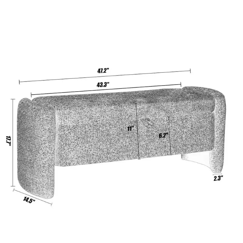 Banc de rangement ottoman ovale en tissu chenille 47,24 po