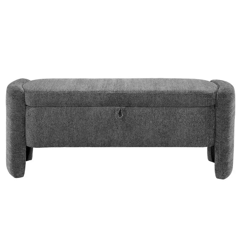 Banc de rangement ottoman ovale en tissu chenille 47,24 po