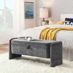 Banc de rangement ottoman ovale en tissu chenille 47,24 po