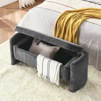 Banc de rangement ottoman ovale en tissu chenille 47,24 po