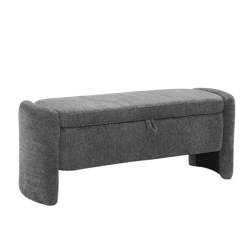 Banc de rangement ottoman ovale en tissu chenille 47,24 po