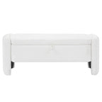 Banc de rangement ottoman ovale en tissu chenille 47,24 po