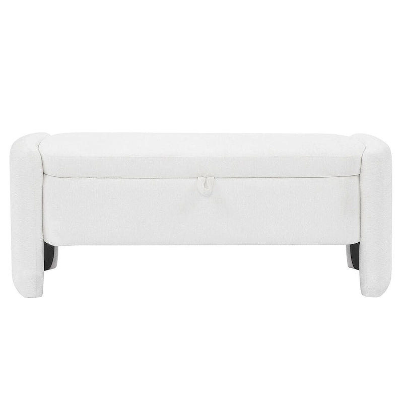 Banc de rangement ottoman ovale en tissu chenille 47,24 po