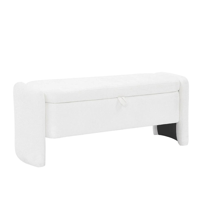 Banc de rangement ottoman ovale en tissu chenille 47,24 po
