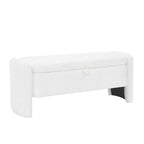 Banc de rangement ottoman ovale en tissu chenille 47,24 po