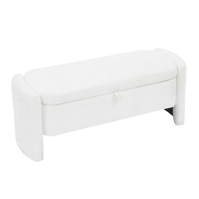 Banc de rangement ottoman ovale en tissu chenille 47,24 po