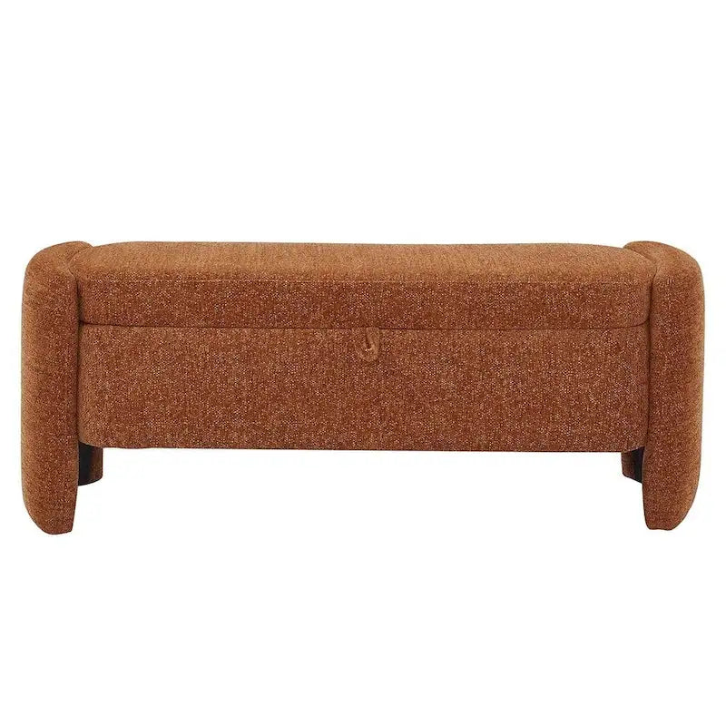 Banc de rangement ottoman ovale en tissu chenille 47,24 po