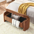 Banc de rangement ottoman ovale en tissu chenille 47,24 po