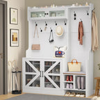Moasis 77.9 Farmhouse Hall Tree Entryway Bench - 59 Lx 15.7W x 77.9H