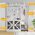 Moasis 77.9 Banc d'entrée avec patère Farmhouse Hall Tree - 59 L x 15.7 l x 77.9 H