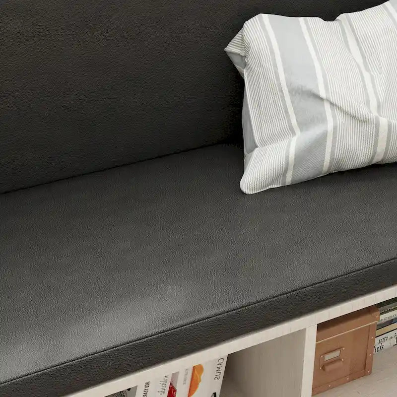 Banc de rangement pour chaussures moderne blanc avec coussin noir et étagère ajustable