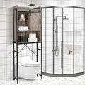 Meuble de salle de bain en MDF avec cadre en fer Triamine, porte coulissante et étagères à trois niveaux