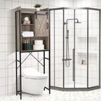 Meuble de salle de bain en MDF avec cadre en fer Triamine, porte coulissante et étagères à trois niveaux