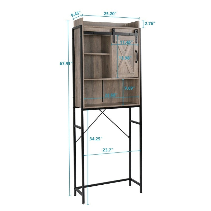 Meuble de salle de bain en MDF avec cadre en fer Triamine, porte coulissante et étagères à trois niveaux