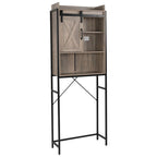 Meuble de salle de bain en MDF avec cadre en fer Triamine, porte coulissante et étagères à trois niveaux