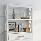 Meuble de rangement pour toilettes avec un tiroir et 2 étagères – Blanc