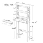 Meuble de rangement pour toilettes avec un tiroir et 2 étagères – Blanc