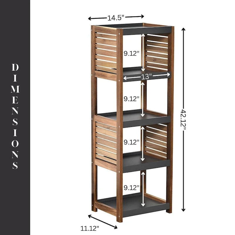 Meuble de rangement ouvert avec design aéré, marron et gris – Collection Elements – 42 3/4Hx14.5Lx11 3/4W