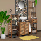 Meuble de rangement ouvert avec design aéré, marron et gris – Collection Elements – 42 3/4Hx14.5Lx11 3/4W