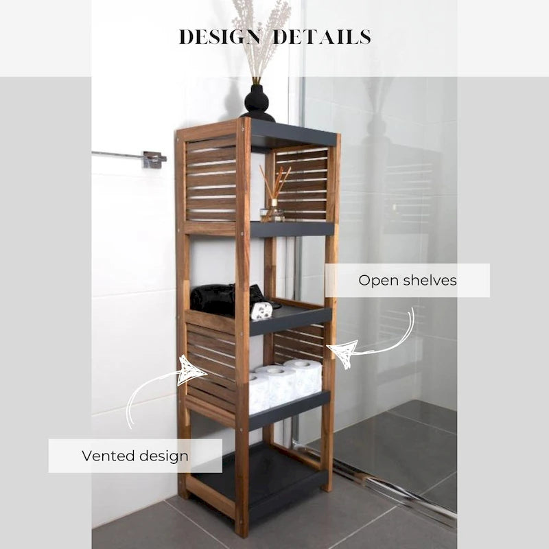 Meuble de rangement ouvert avec design aéré, marron et gris – Collection Elements – 42 3/4Hx14.5Lx11 3/4W