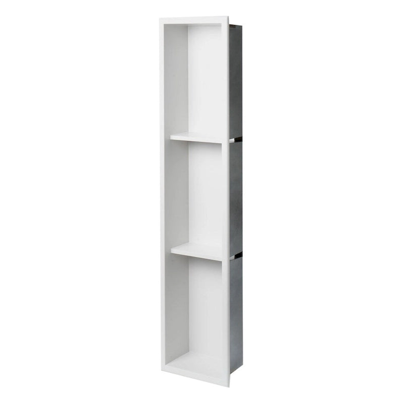 Niche de douche de salle de bain verticale triple étagère en acier inoxydable blanc mat 8 x 36 de marque ALFI