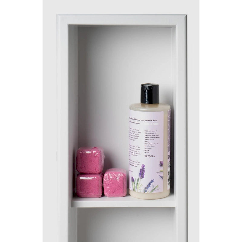 Niche de douche de salle de bain verticale triple étagère en acier inoxydable blanc mat 8 x 36 de marque ALFI