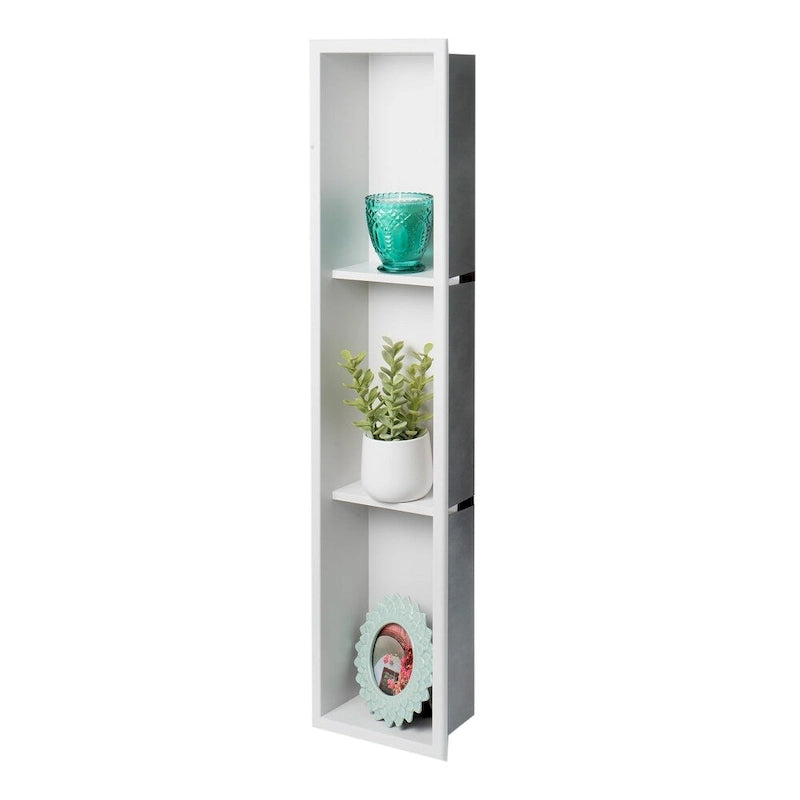Niche de douche de salle de bain verticale triple étagère en acier inoxydable blanc mat 8 x 36 de marque ALFI