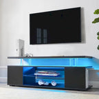 Center Media Storage Console Table with Large Side Cabinet for Living Room - White