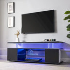 Console multimédia avec grand placard latéral pour salon - Blanc