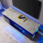 Console multimédia avec grand placard latéral pour salon - Blanc