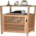 Meuble de rangement pour chaussures en bambou avec portes pour salle de bain - 33,5 P x 36,5 L x 85,8 H cm