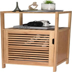 Meuble de rangement pour chaussures en bambou avec portes pour salle de bain - 33,5 P x 36,5 L x 85,8 H cm