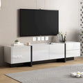 Meuble TV rectangulaire contemporain Siavonce noir et blanc - 74,8 L x 13,7 P x 17,7 H