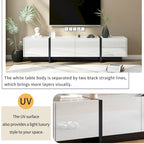 Meuble TV rectangulaire contemporain Siavonce noir et blanc - 74,8 L x 13,7 P x 17,7 H