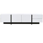 Meuble TV rectangulaire contemporain Siavonce noir et blanc - 74,8 L x 13,7 P x 17,7 H