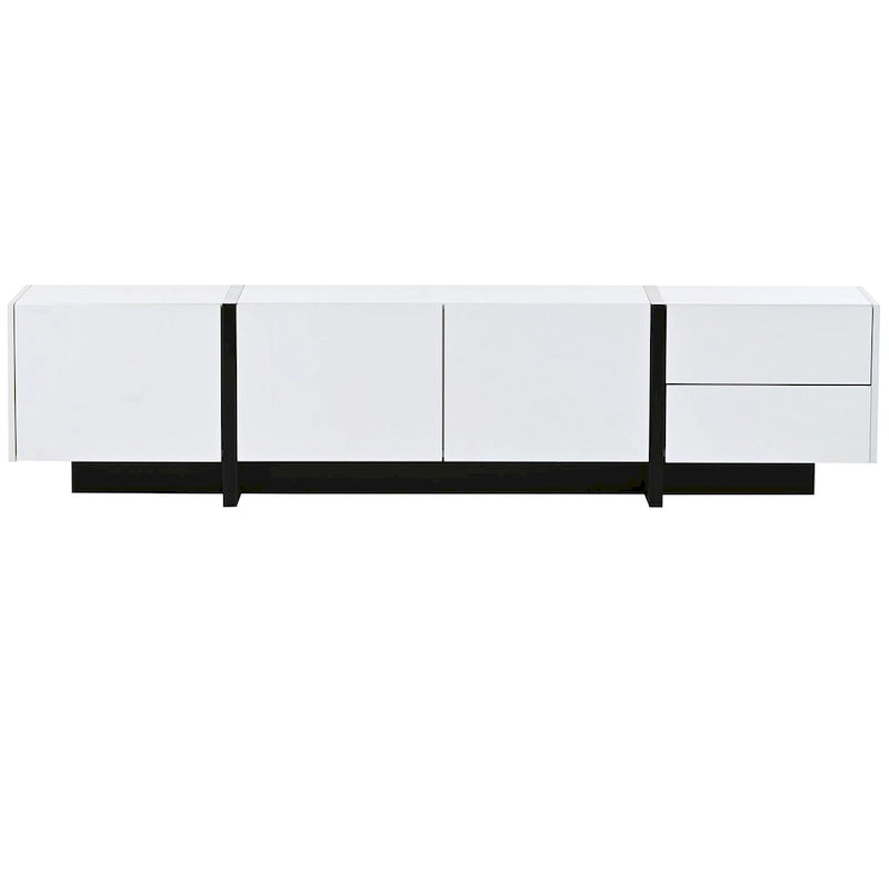 Meuble TV rectangulaire contemporain Siavonce noir et blanc - 74,8 L x 13,7 P x 17,7 H