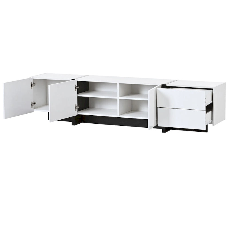 Meuble TV rectangulaire contemporain Siavonce noir et blanc - 74,8 L x 13,7 P x 17,7 H