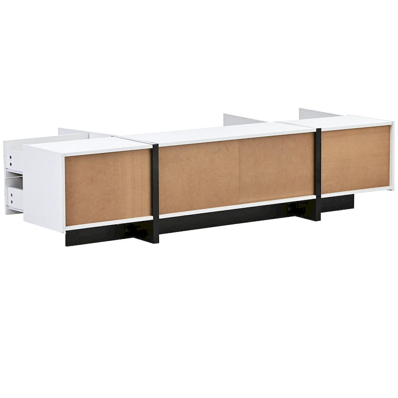 Meuble TV rectangulaire contemporain Siavonce noir et blanc - 74,8 L x 13,7 P x 17,7 H