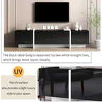Meuble TV rectangulaire contemporain Siavonce noir et blanc - 74,8 L x 13,7 P x 17,7 H