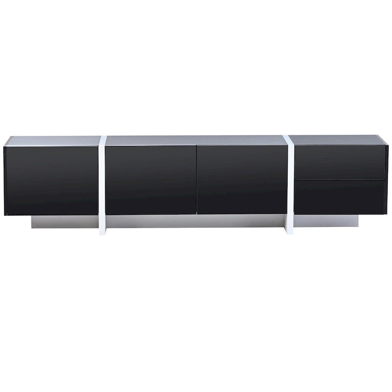 Meuble TV rectangulaire contemporain Siavonce noir et blanc - 74,8 L x 13,7 P x 17,7 H