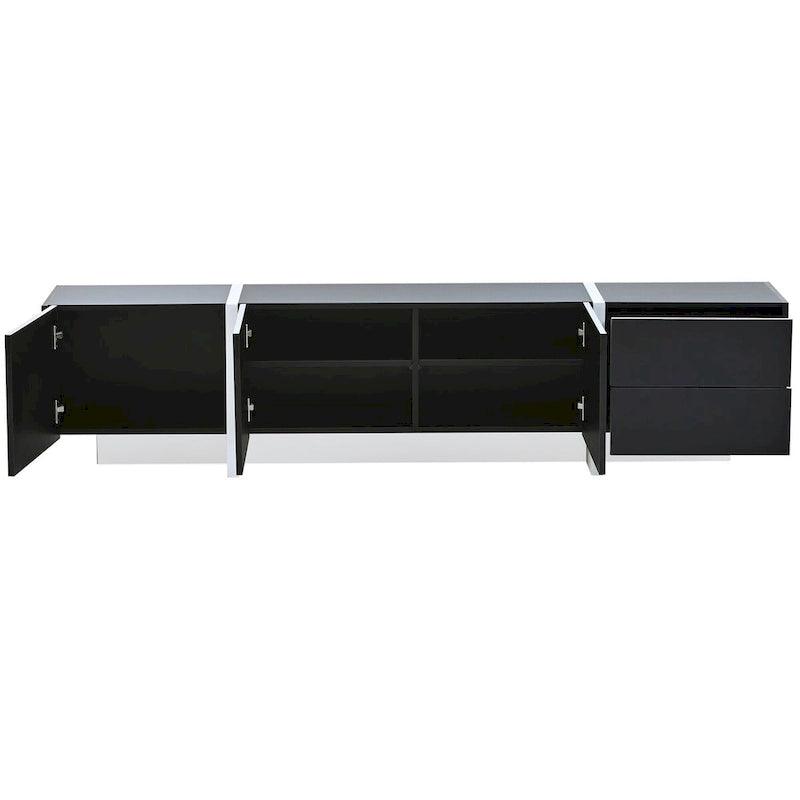 Meuble TV rectangulaire contemporain Siavonce noir et blanc - 74,8 L x 13,7 P x 17,7 H