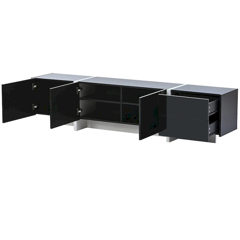 Meuble TV rectangulaire contemporain Siavonce noir et blanc - 74,8 L x 13,7 P x 17,7 H