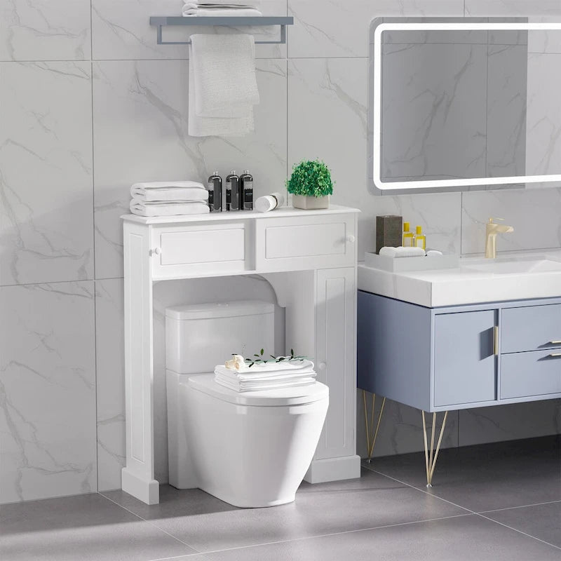 Meuble de salle de bain au-dessus des toilettes, meuble de rangement de salle de bain autoportant avec étagères réglables