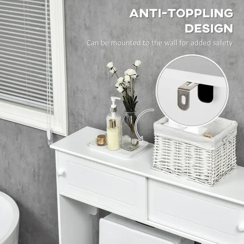Meuble de salle de bain au-dessus des toilettes, meuble de rangement de salle de bain autoportant avec étagères réglables