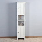 White Bathroom Storage Floor Cabinet with 6 Shelves