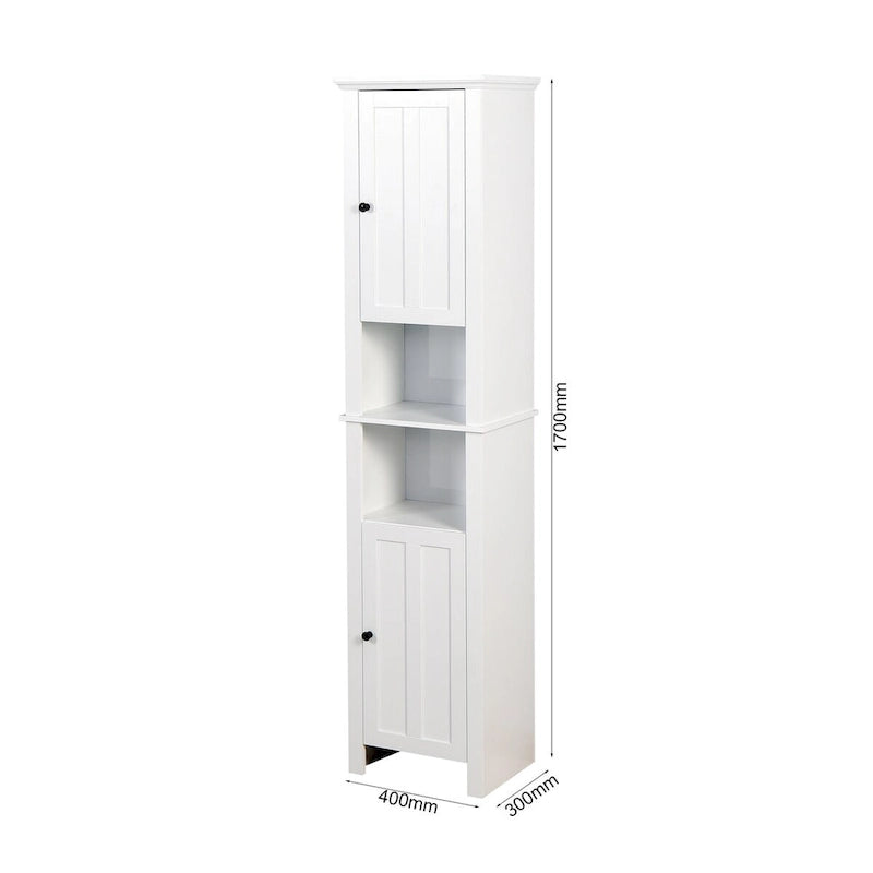 Meuble de rangement de salle de bain blanc sur pied avec 6 étagères