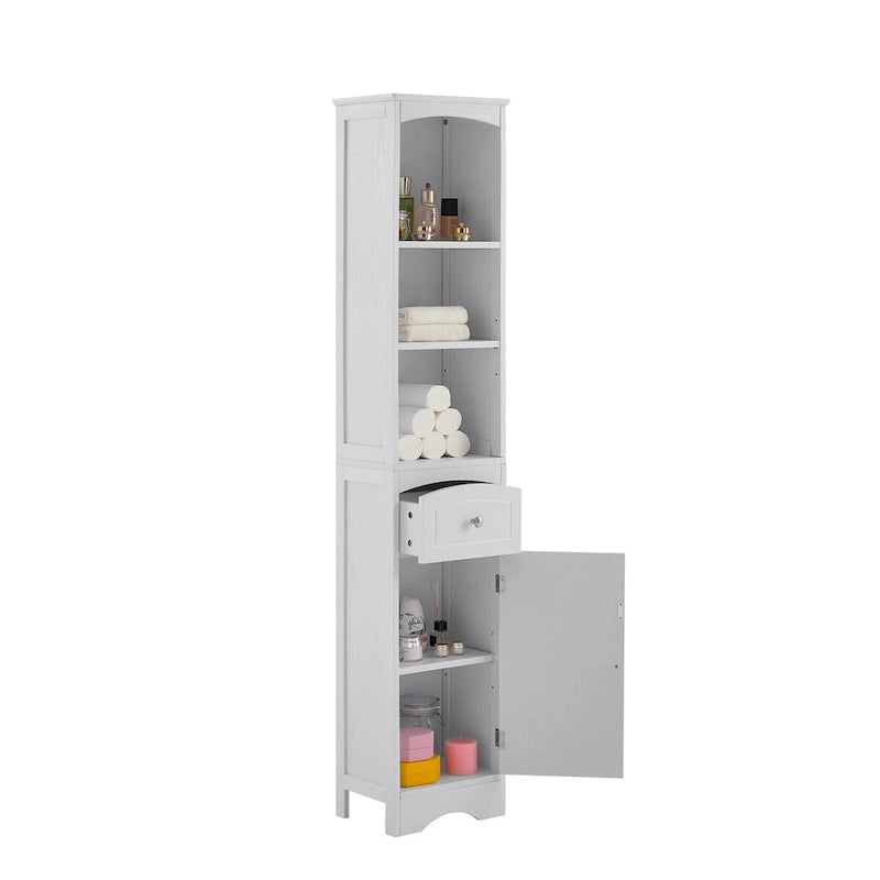 Meuble Colonne de Salle de Bain Autonome avec Tiroir - 34 x 23 x 170 cm (L x l x H)