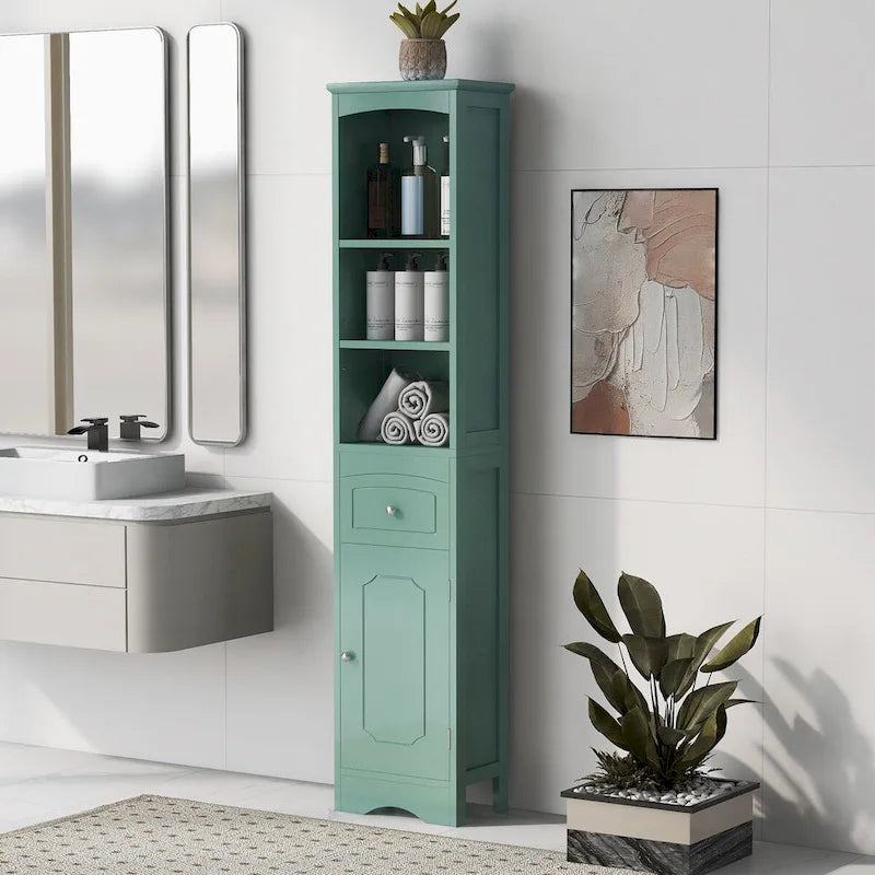 Meuble Colonne de Salle de Bain Autonome avec Tiroir - 34 x 23 x 170 cm (L x l x H)