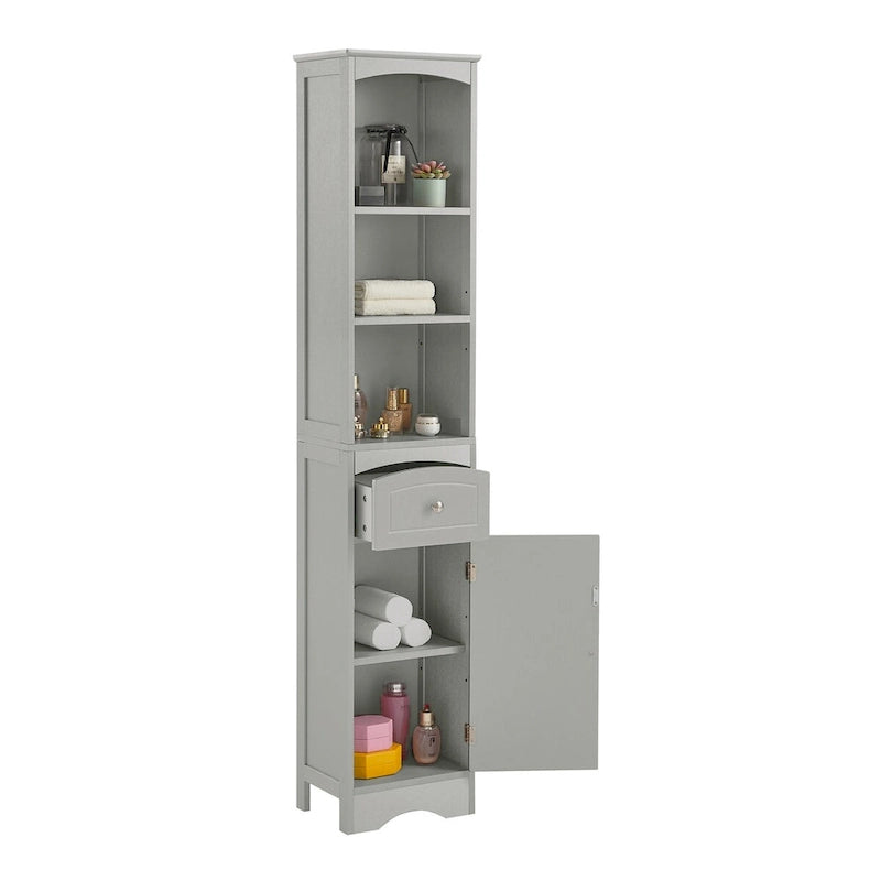 Meuble Colonne de Salle de Bain Autonome avec Tiroir - 34 x 23 x 170 cm (L x l x H)